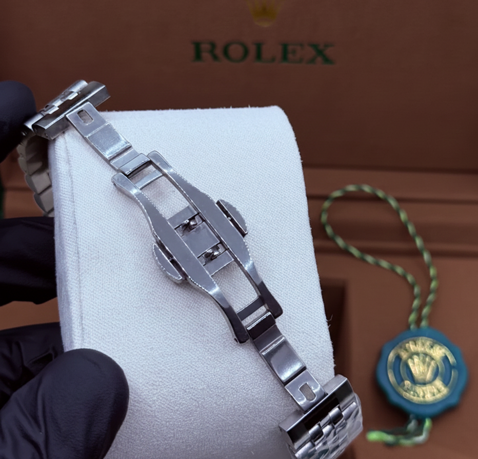 Rolex Silver With Black Dial Watch