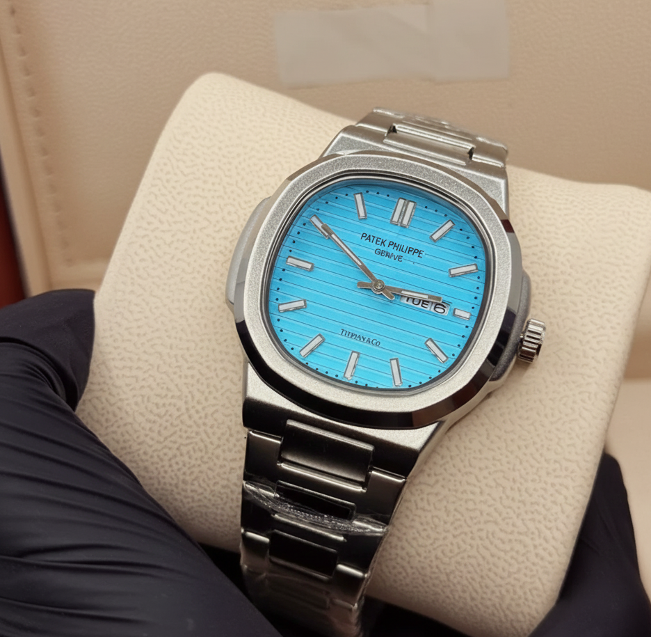 Patek Philip Silver with Aquamarine Dial