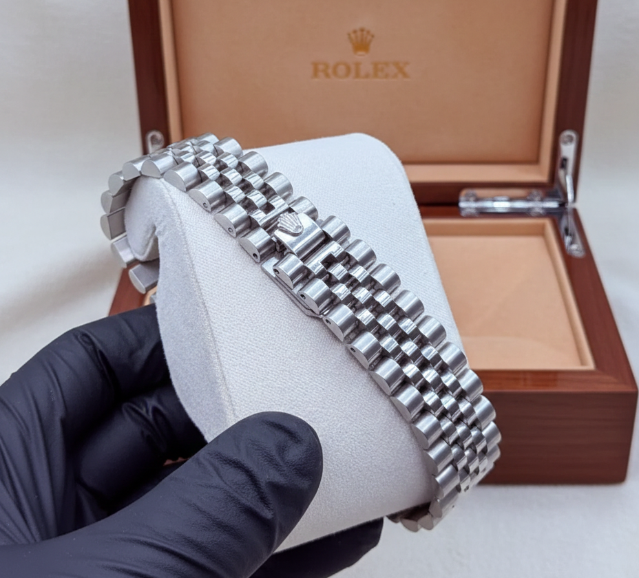 Rolex Silver With Black Dial Watch