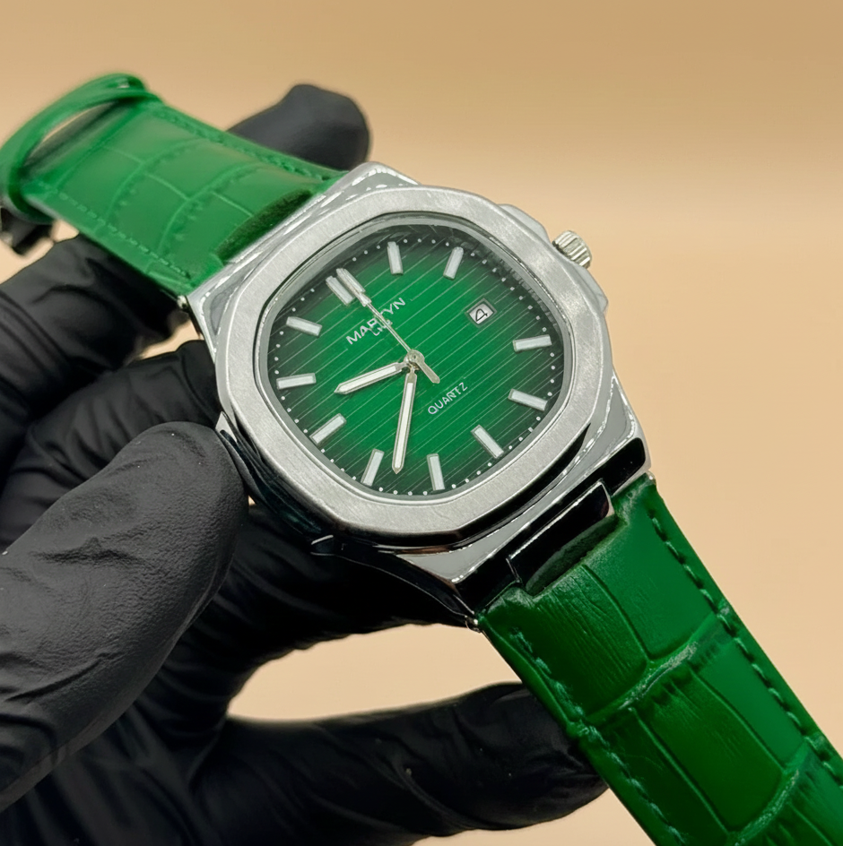 MARTIN Green Dial With Green Leather Strap Watch